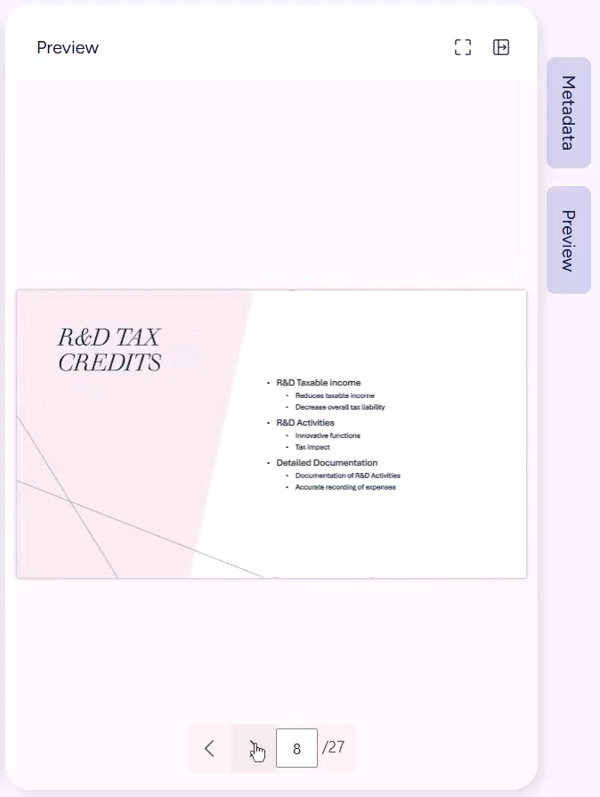 The edits made to the document appear in the document preview in the M-Files interface.